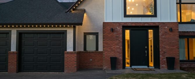 Warm white permanent outdoor lighting on a Greater Cincinnati–Dayton market home — Lebanon and Springboro when the schedule fits.